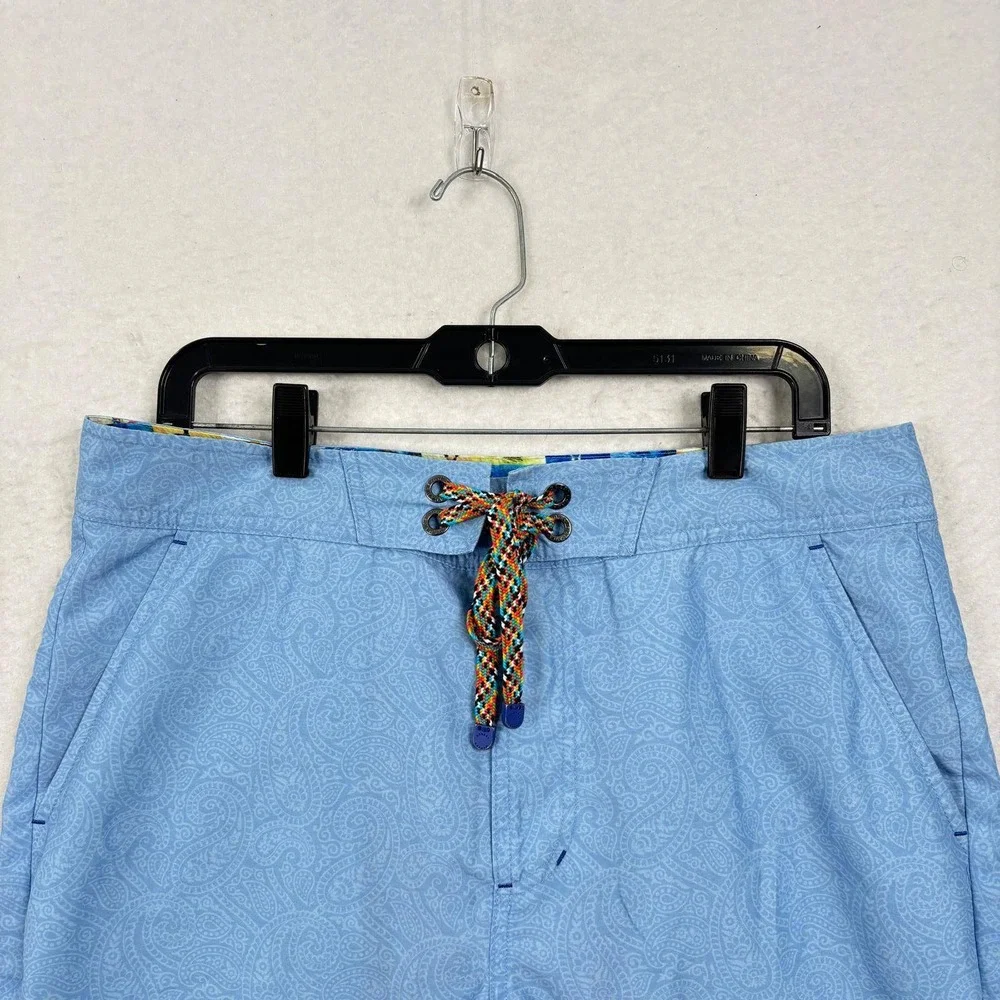 Robert Graham Board Shorts Mens Size 34 Blue Paisley Classic Fit Swim Trunks